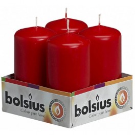 Κερί Κύλινδρος 100-50mm Συσκευασία 4 τεμαχίων Κόκκινο